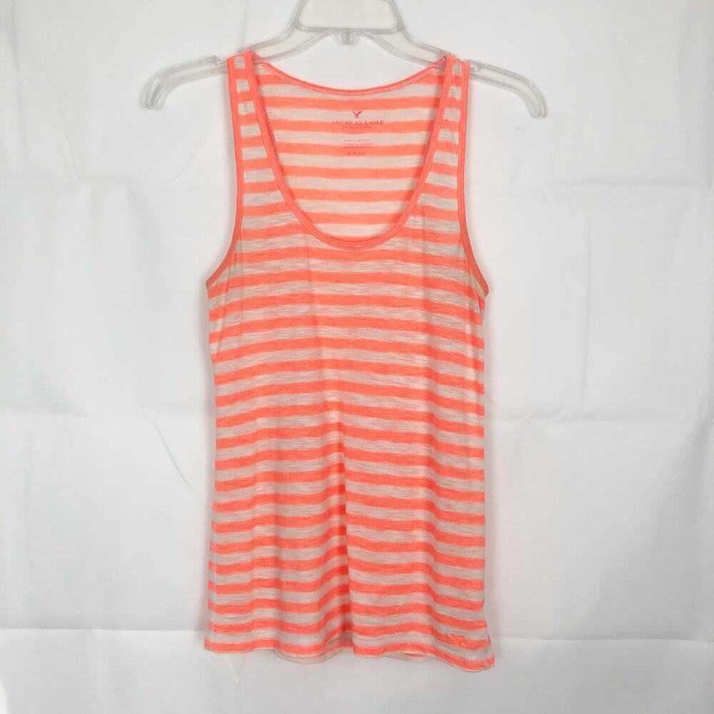 American Eagle Striped Orange Athleisure Tank Top Size S
